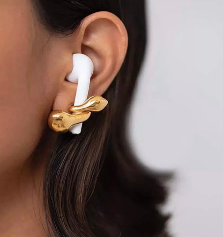 Gold Earphone Holders/Stud Earrings