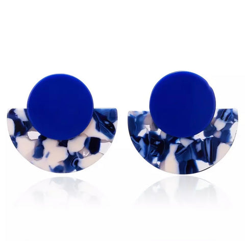 Geometric Blue Acrylic Earrings