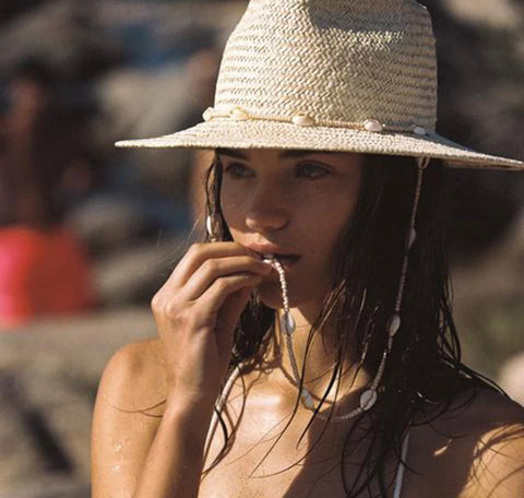 Straw Sun Hat  w/Shell Strap