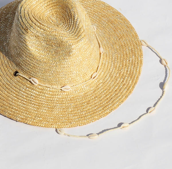 Straw Sun Hat  w/Shell Strap