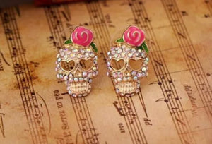 Small Skull Rhinestone Studs