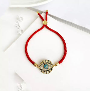 Evil Eye Bracelet w/Red Ties
