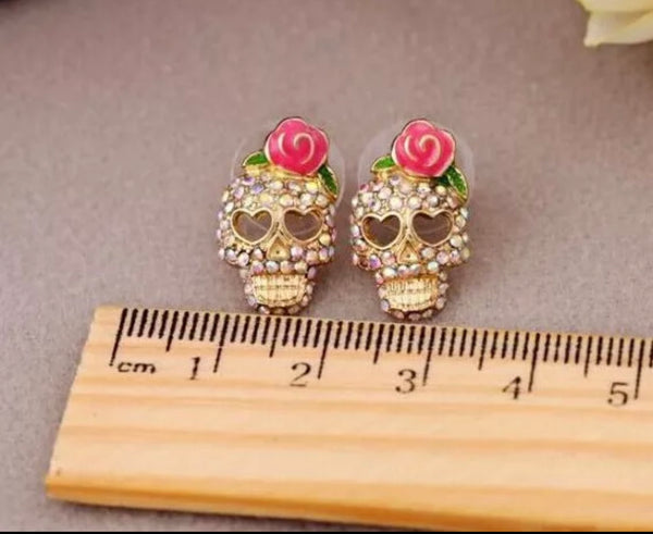 Small Skull Rhinestone Studs