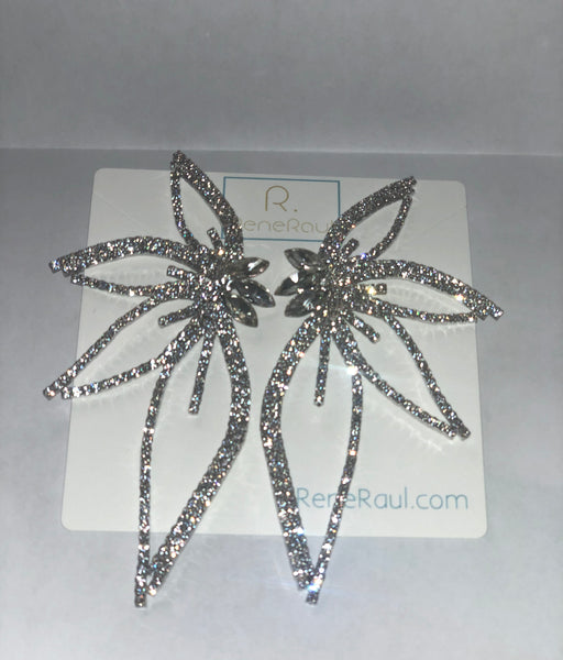 Fancy Rhinestone Half Flower Earrings