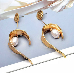 Gold & Faux Pearl Dangles