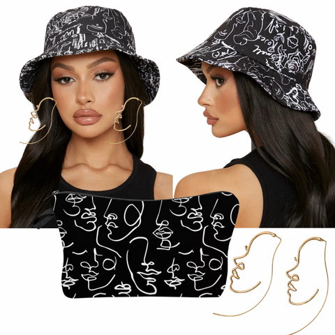 Silhouette Hat, Bag & Earring Combo