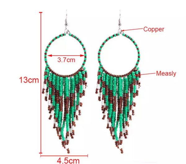 Beaded Drop Hoops