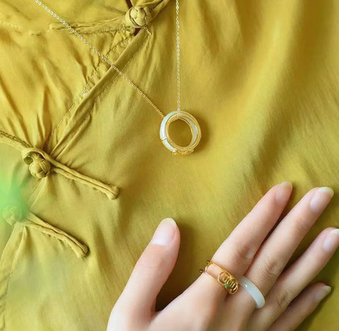 LC Jade Like Gemstone Ring/Necklace