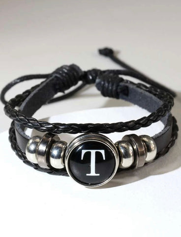 Vegan Leather Letter “T” Bracelet