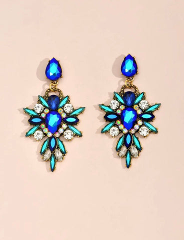 Blue Rhinestone Earrings