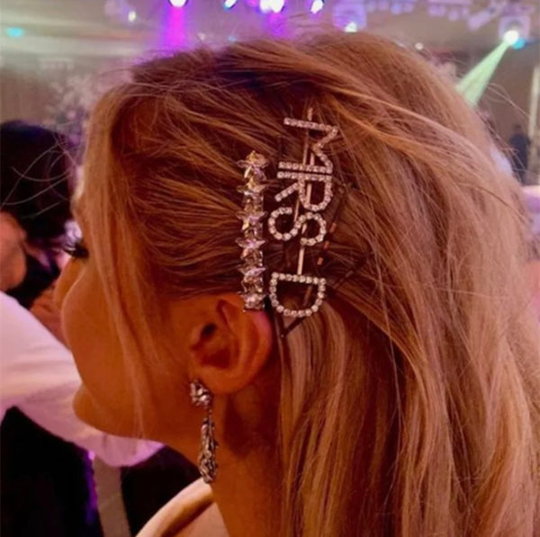 MRS and Initial Rhinestone Bridal Hair Pin (Various)