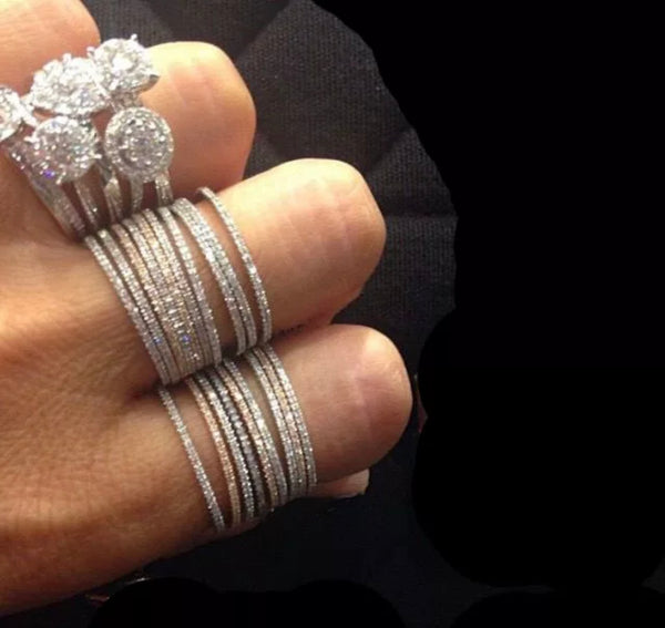 Micro Pave Stackable Rhinestone Rings