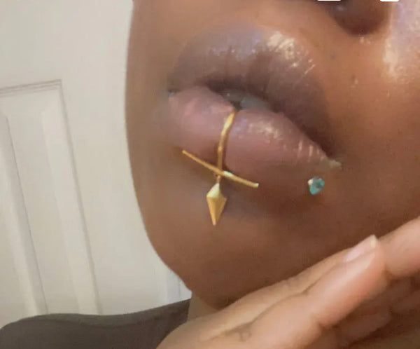 Stainless Steal Gold plated Lip Ring