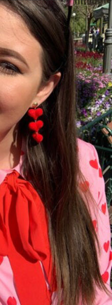 Red Velveteen Bag w/Earrings