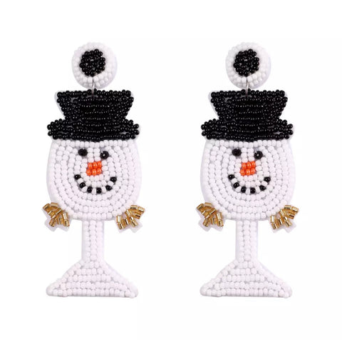 Snowman Beaded Earrings