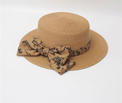 Panama Style Straw Hat w/Scarf Bow