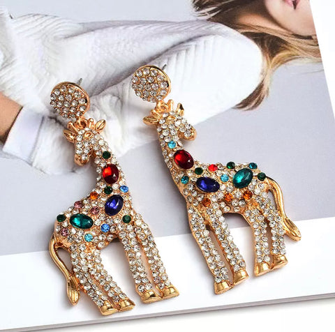 Giraffe Rhinestone Earrings