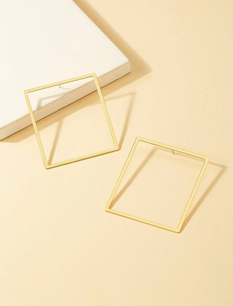 Gold Frame Square Hoop Earrings