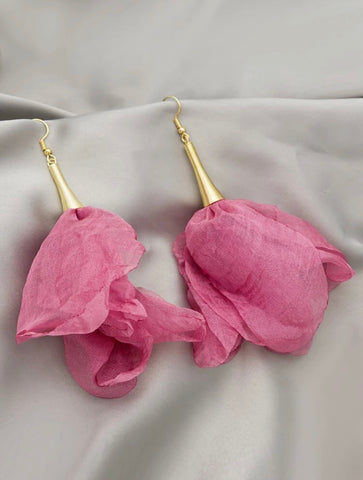 Pink Rose Bud Earrings