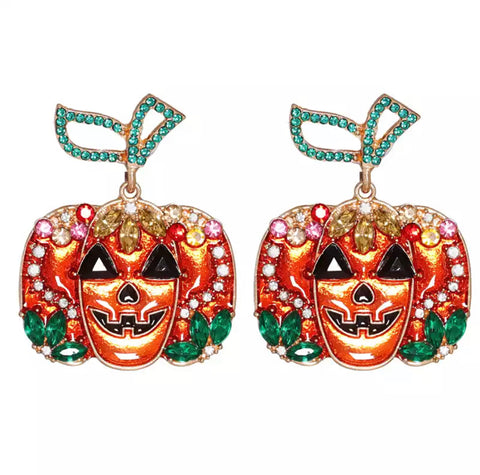 Pumpkin Rhinestone Earrings