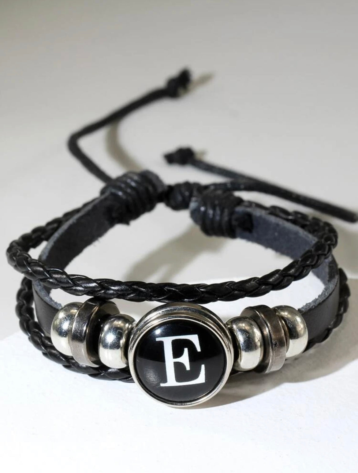 Vegan Leather Letter “E” Bracelet