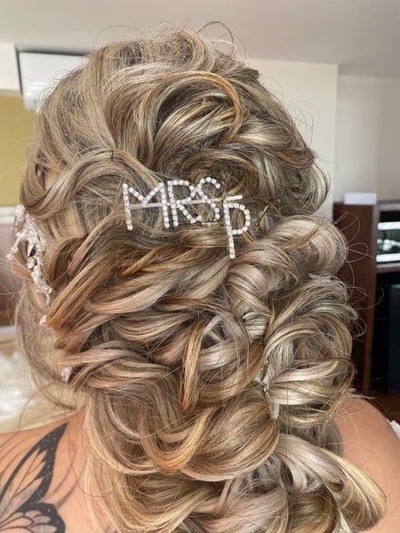 MRS and Initial Rhinestone Bridal Hair Pin (Various)