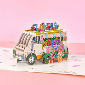 3D Pop up Flower Truck Card w/Envelope