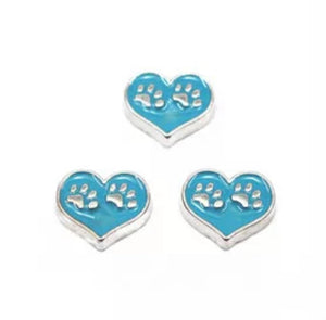 Heart Paws Floating Charm (Multiple Colors)