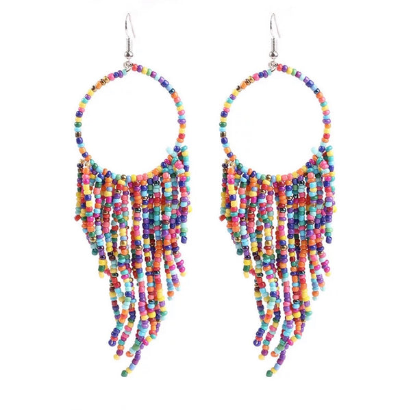 Beaded Drop Hoops