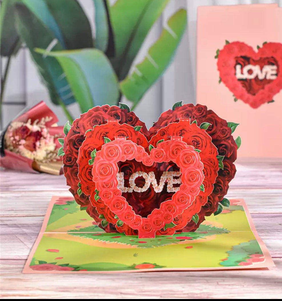 3D Love Pop Up Card w/ Envelope