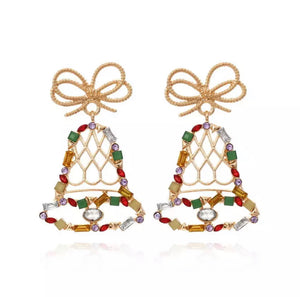 Holiday Bells Rhinestone Earrings