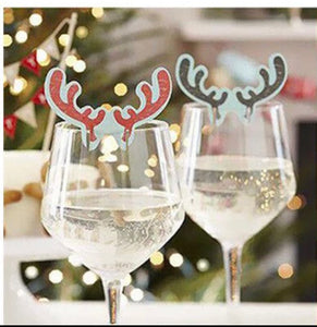 15pcs Red Reindeer Antler Cup Decorations