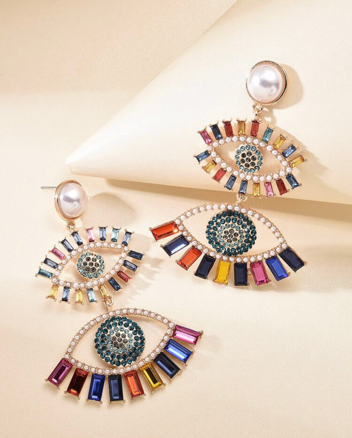 LARGE Double eye Rhinestone Dangles