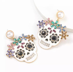 Colorful Skull Rhinestone Earrings