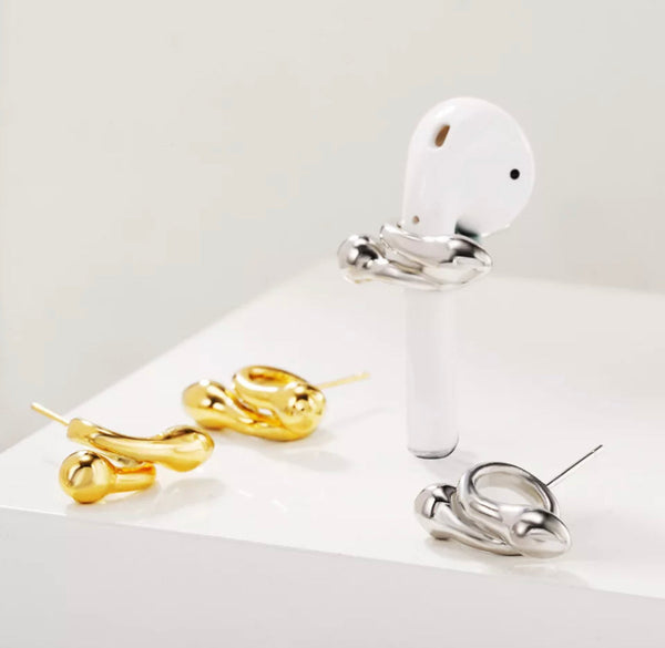 Silver Earphone Holders/Stud Earrings