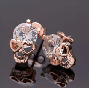 Small Rose Gold Skull Studs