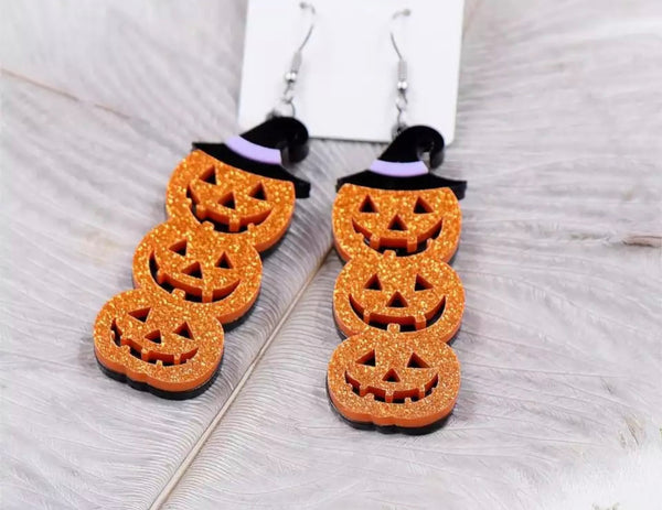 Acrylic Pumpkin Tower Earrings