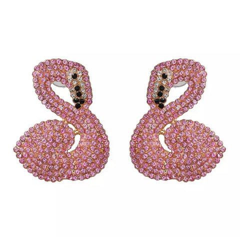 Flamingo Rhinestone Earrings