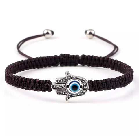 Black Fabric size Adjustable Evil Eye Bracelet